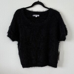 NWT Jennifer Lopez Black Fuzzy Knit Top